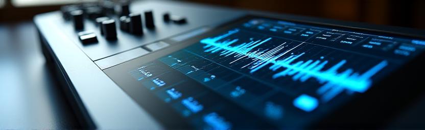 Close up of high-end audio hardware and digital interface